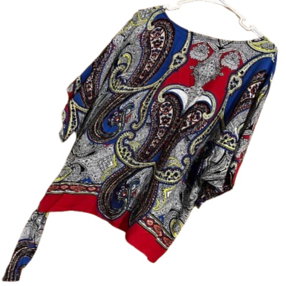 Melissa Paige Women Vibrant Multi Paisley Print Casual Blouse Sz-L - Picture 6 of 6